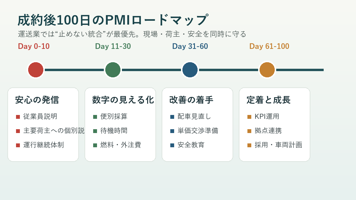 運送業M&A成約後100日のPMIロードマップ